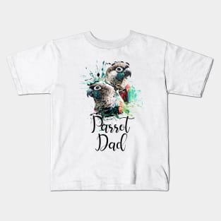 Crimson Bellied Conure Color Splatter Parrot Dad White Kids T-Shirt